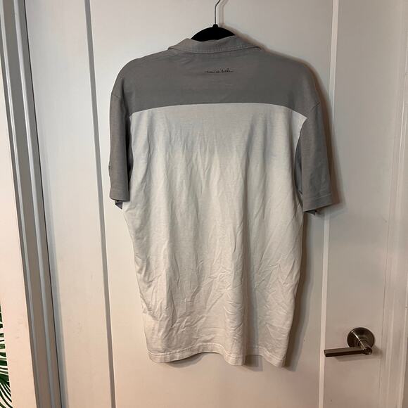 Travis Matthew Grey White Striped Beaver Creek Golf Club Polo T-Shirt Size Large - Picture 2 of 10